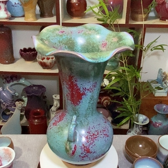 瓶钧瓷花瓶32公分高高温窑变荷口尊