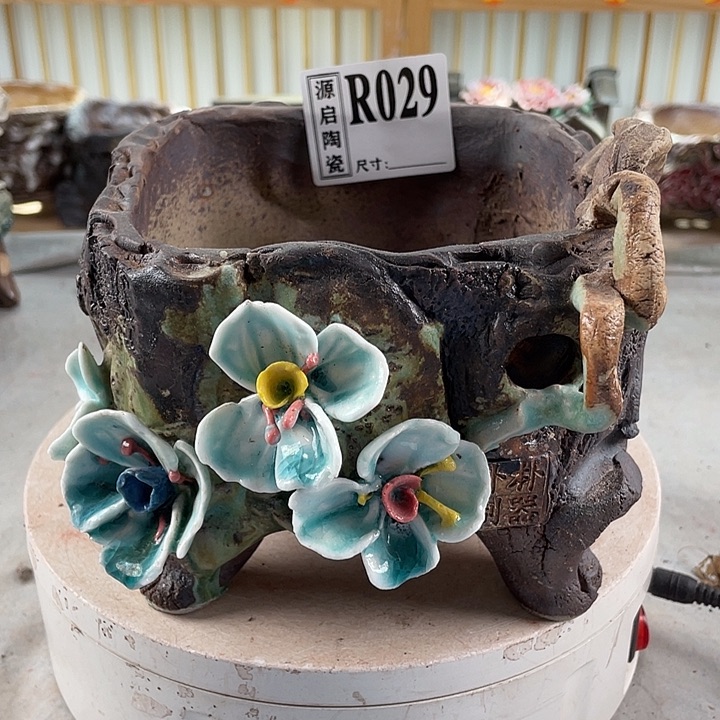 紫砂花盆景德镇陶瓷花盆029
