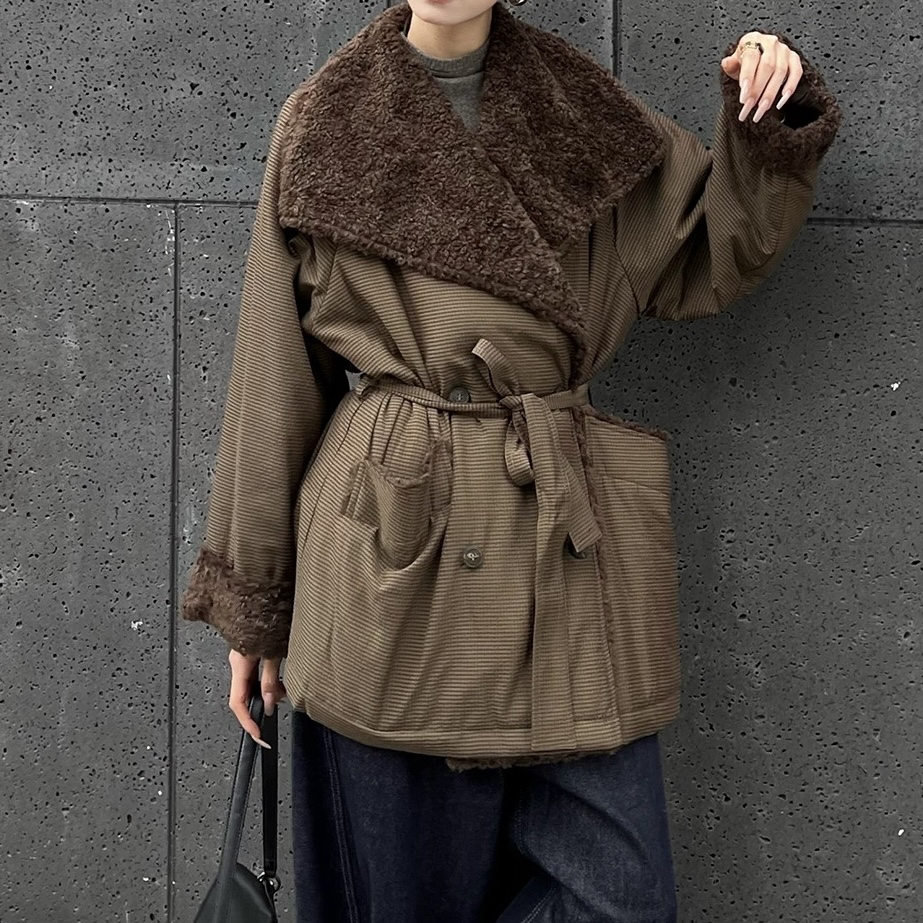 MESTRIO 设计师品牌 25秋冬新款 翻毛领中长款棉服 ———黑鸭子