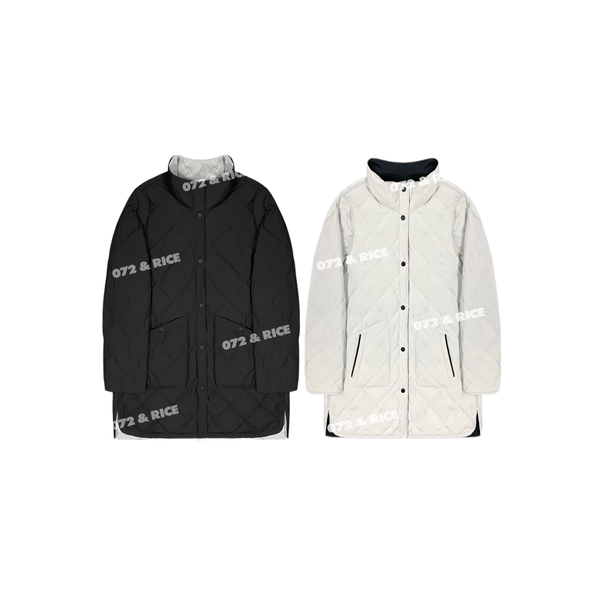 072 & RICE【双面伊人】秋冬高领单排扣白鹅绒服外套 KGJ018 FF11