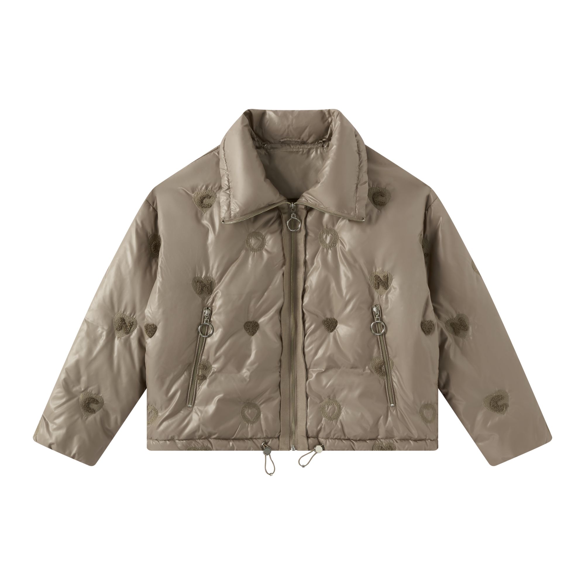 REMANDIS毛巾绣翻领厚款保暖时尚立领街头风女短款鹅绒服-3376