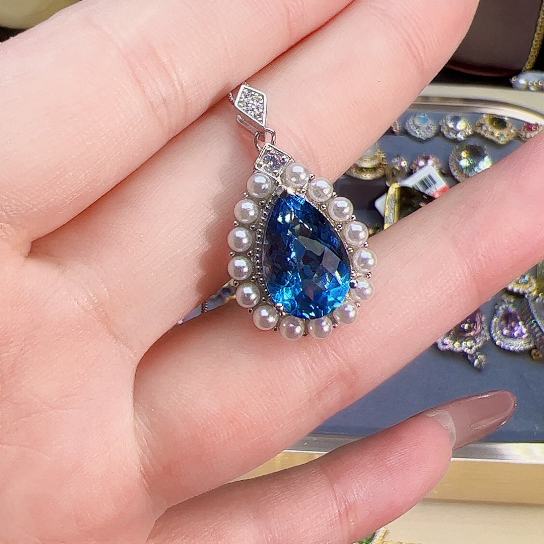 托帕石吊坠银S925镶嵌