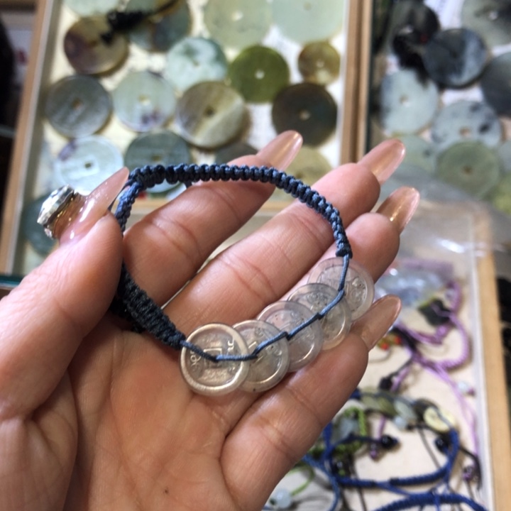 岫玉岫玉五帝钱手链未镶嵌