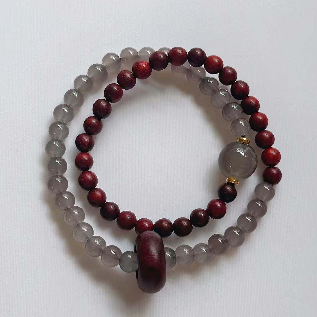 小叶紫檀双圈精品手串【6mm】无礼盒—-2156