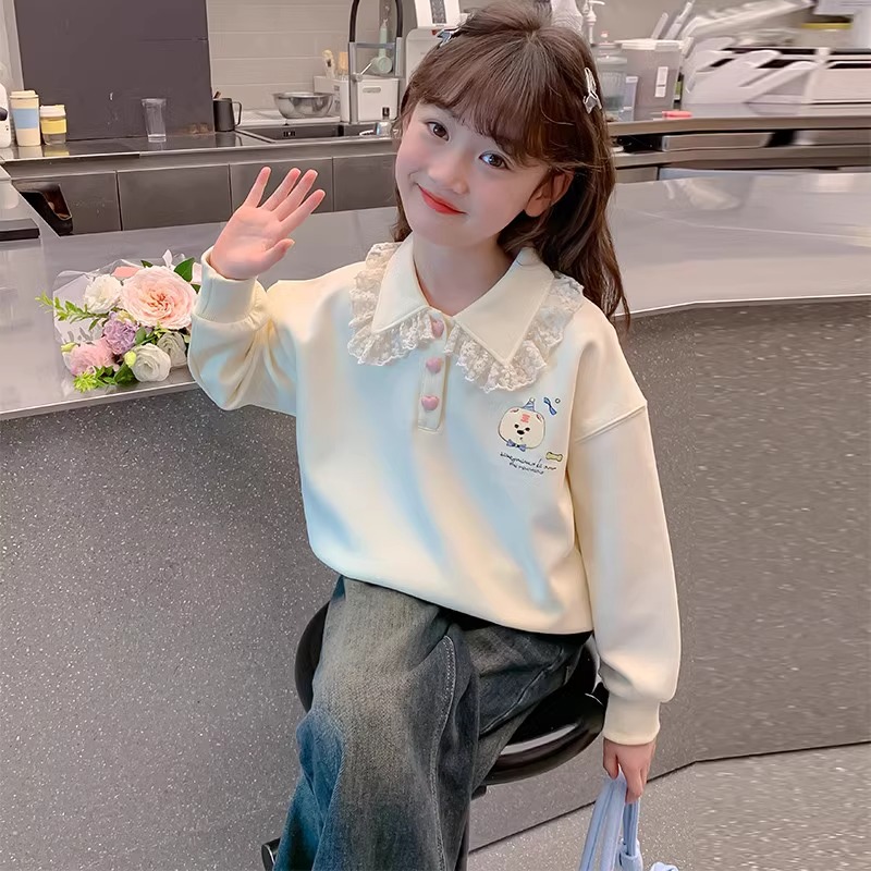 女宝女童卫衣春秋款新款洋气儿童时髦春装Polo衫女孩早春百搭上衣