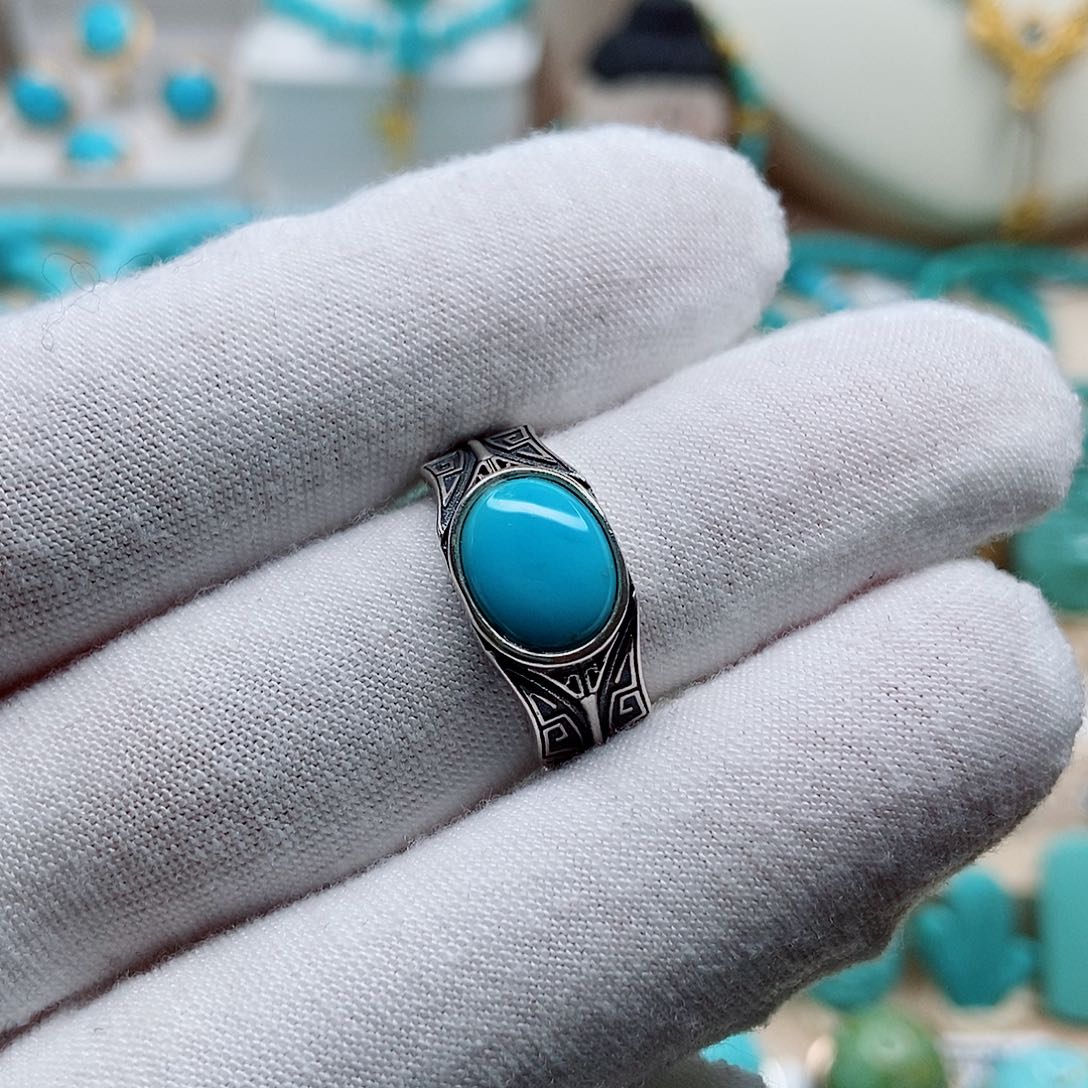 绿松石戒指银S925镶嵌