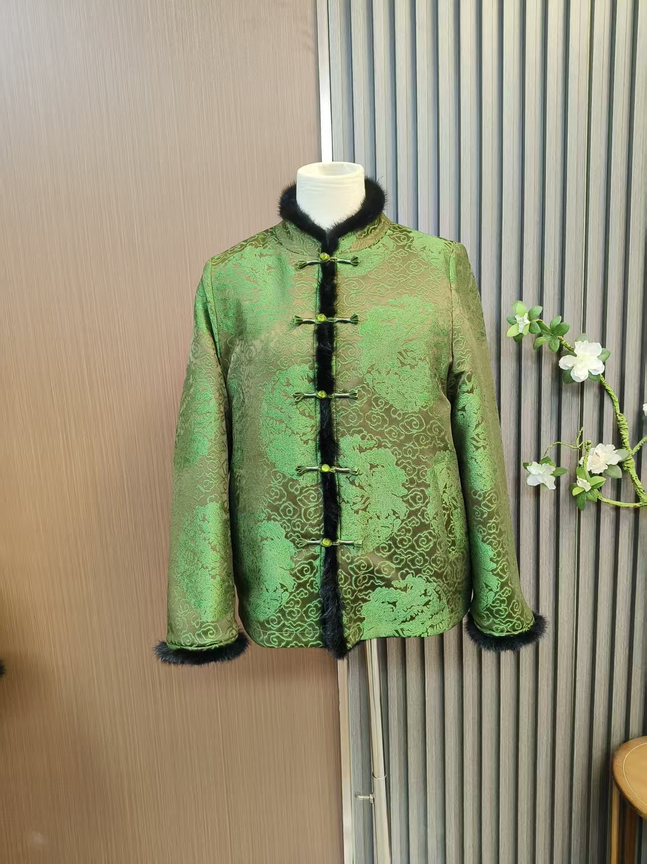 【青颜】冬季新款水貂毛外套香云纱上衣时尚百搭双面穿