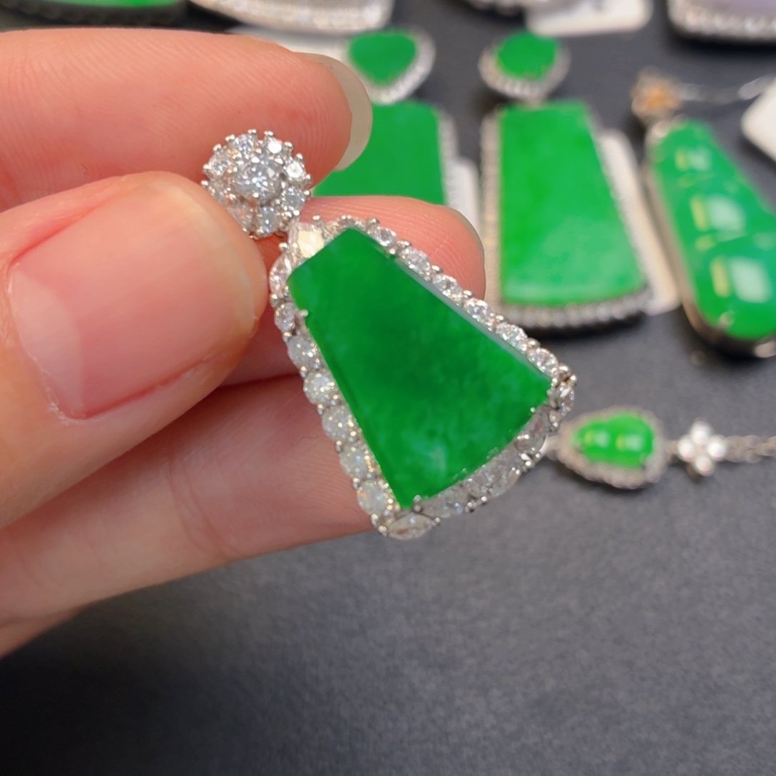 翡翠银S925镶嵌吊坠(不含链)