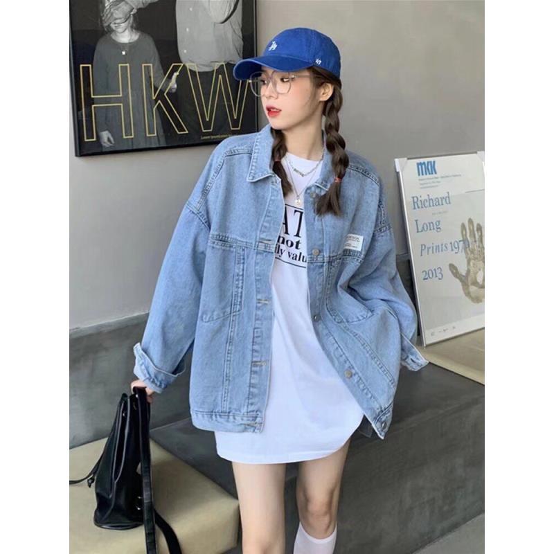 大码早秋新款牛仔外套女韩系高级感夹克宽松oversize慵懒风上衣潮