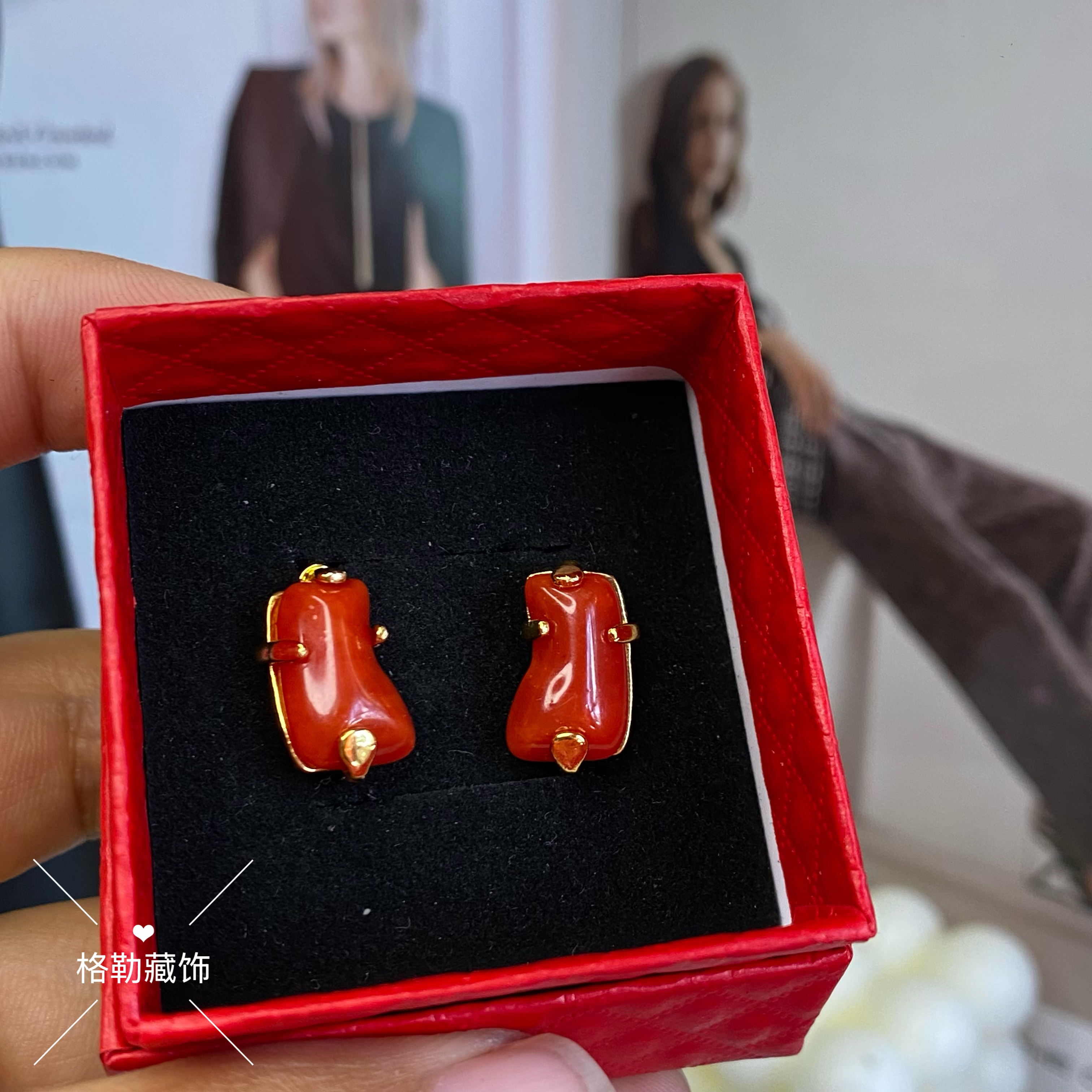 纯铜大理石项链 格勒藏饰尼泊尔黄铜材质牛血色藏装适配耳环