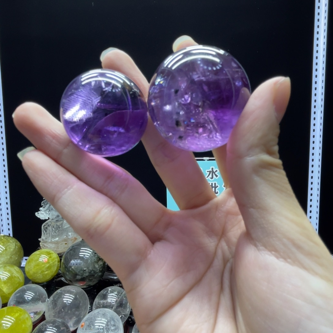 发晶珠宝半成品未镶嵌珍**茶hh紫水晶球