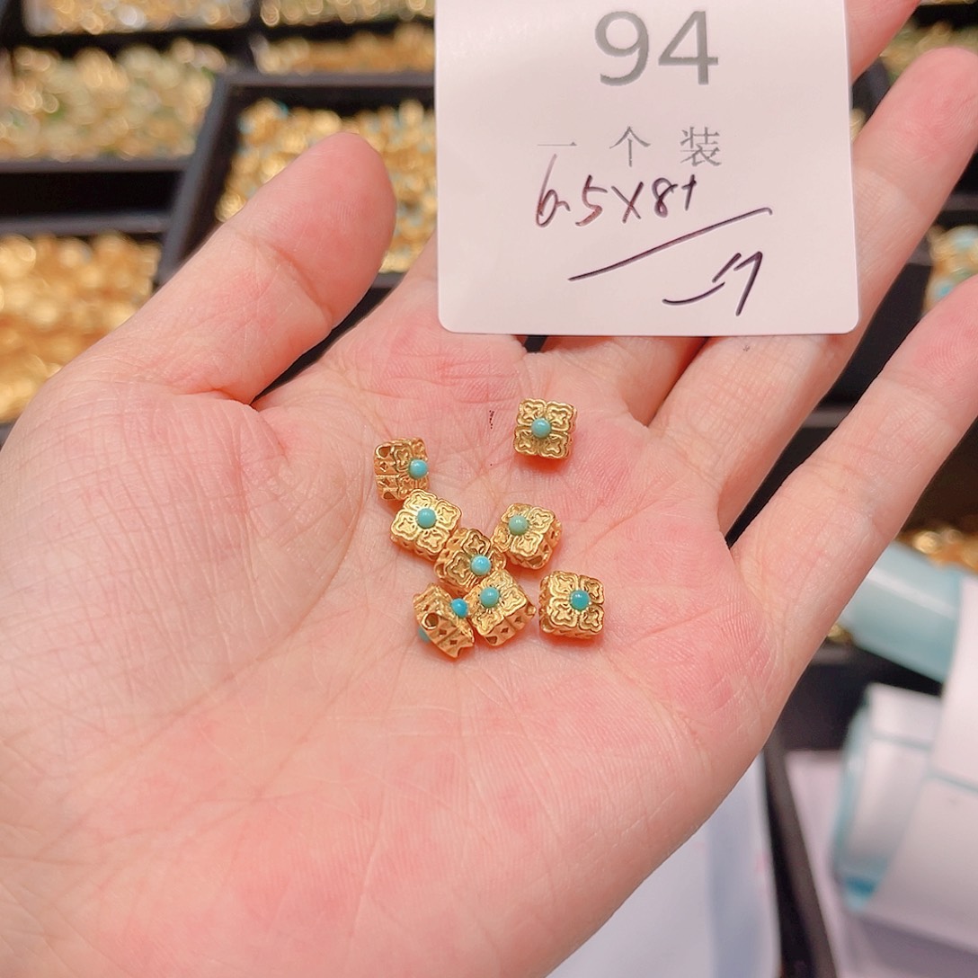 水晶珠宝半成品银S925镀金镶嵌94 。