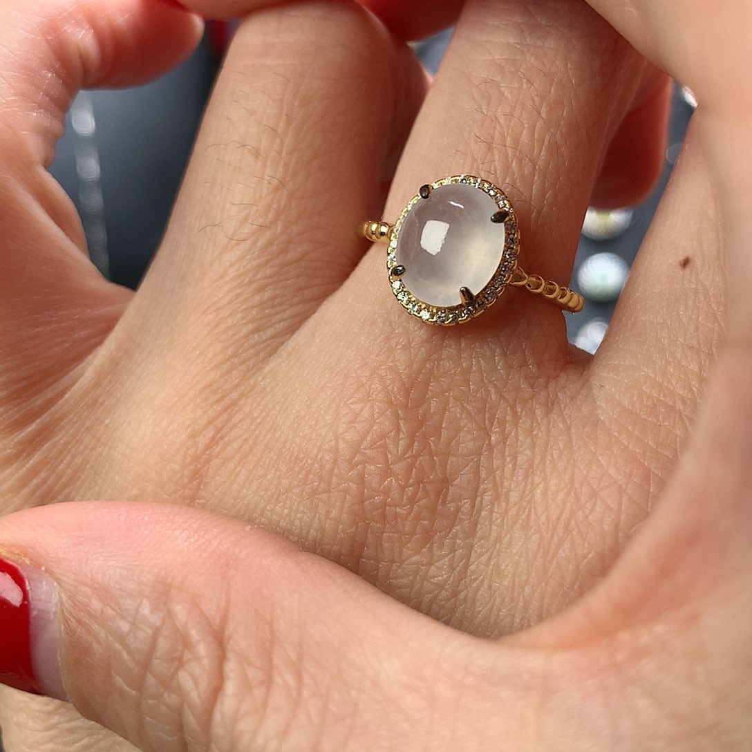 翡翠颈饰银S925镶嵌戒指