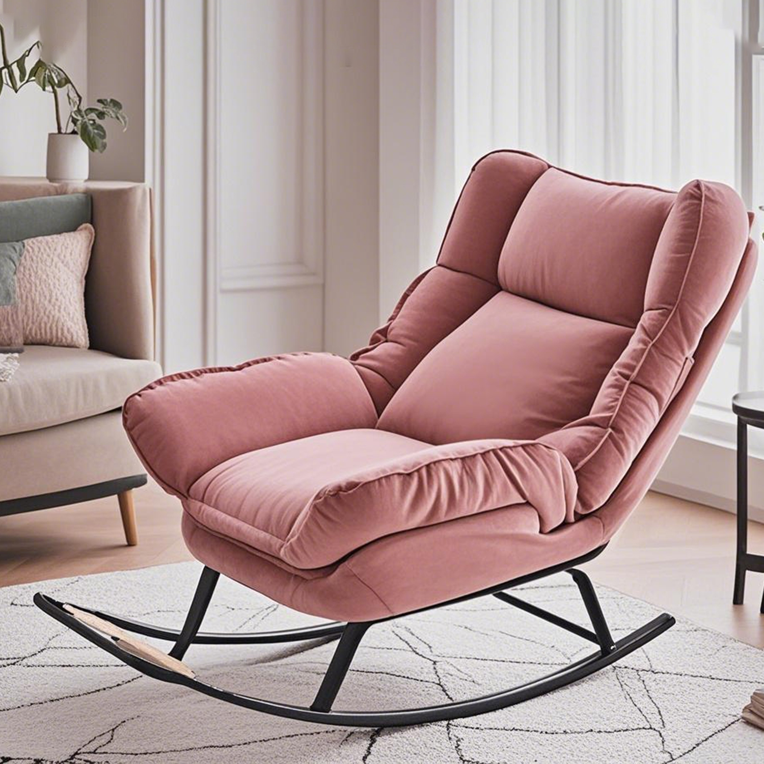 云朵摇椅 三折叠 摇椅法式中古单人位北欧客厅功能沙发轻奢摇摇椅