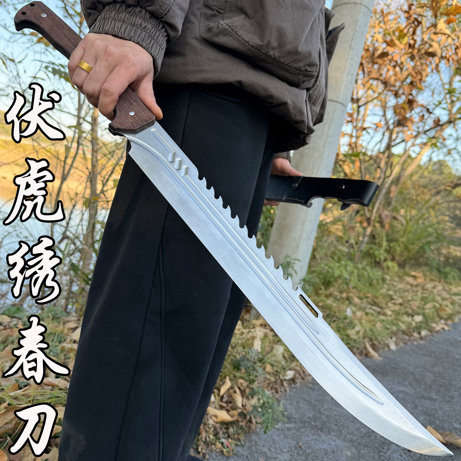 龙泉刀剑弹簧钢花梨木柄一体绣春唐横刀户外车载防身冷兵器未开刃