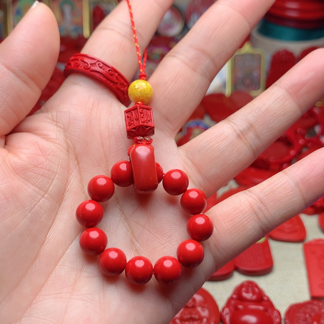 天然辰砂工艺品朱砂手机坠