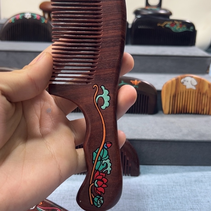染料紫檀（血檀）非遗手工木梳