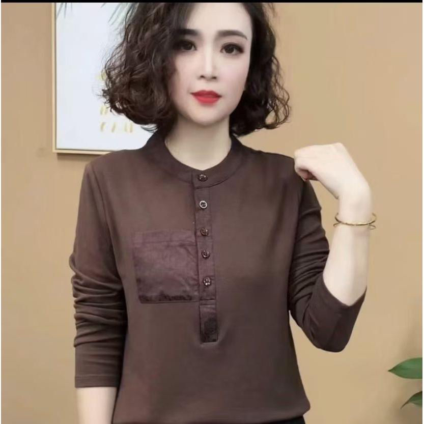 C237高档气质加厚莱卡棉长袖t恤女秋冬洋气减龄百搭显瘦打底衫