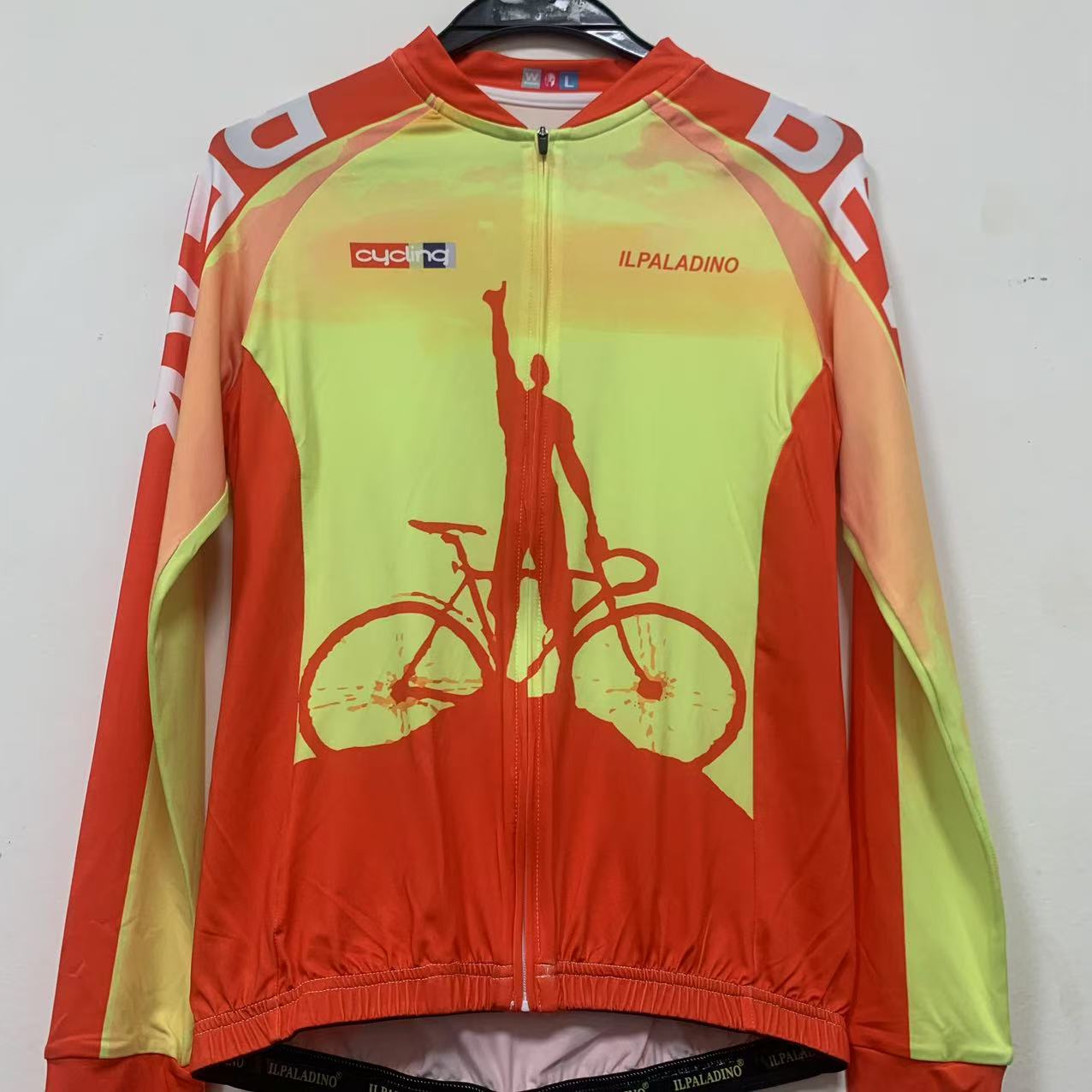 SQ 1163【橙黄单车牛奶丝长袖女士 】ILPALADINO专业版骑行服高弹