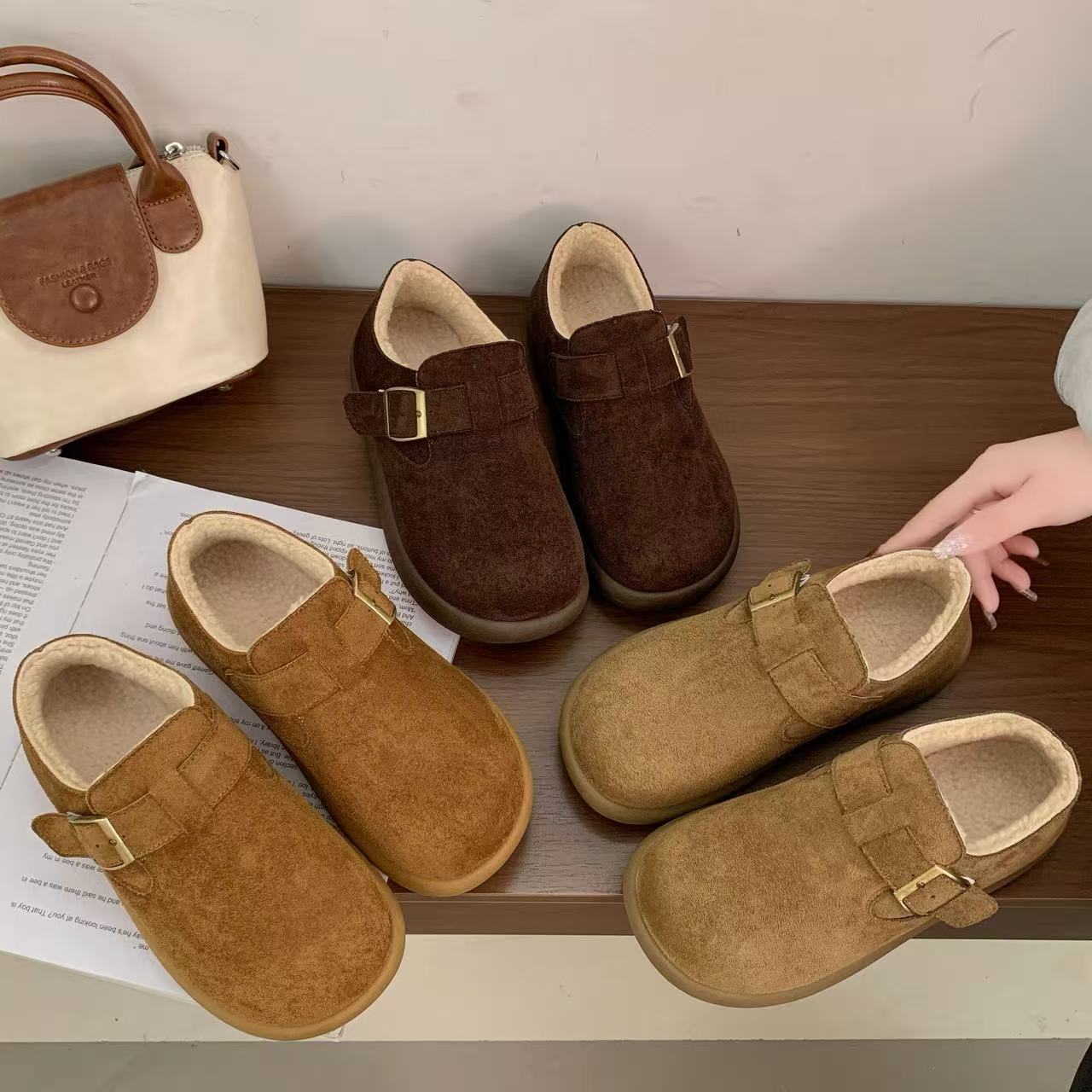 M808-1新款边扣加绒舒适休闲鞋