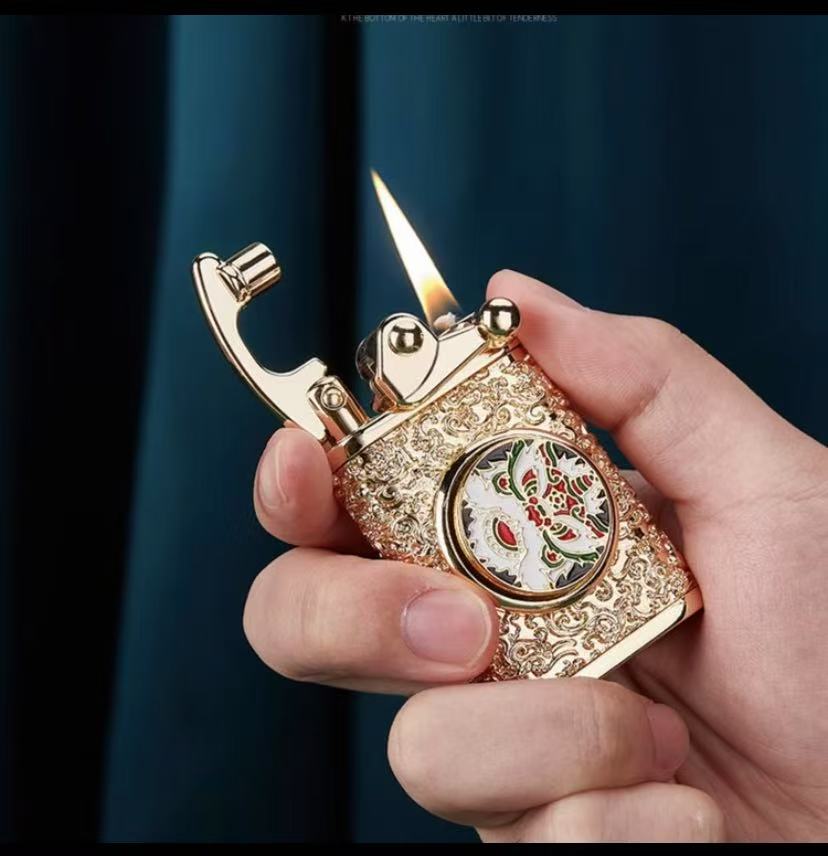 正品佐罗煤油打火机摇臂醒狮创意老式转盘个性高档送男友