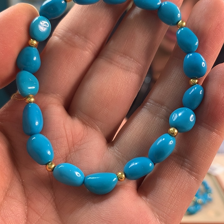 绿松石18K金镶嵌珠宝奇石