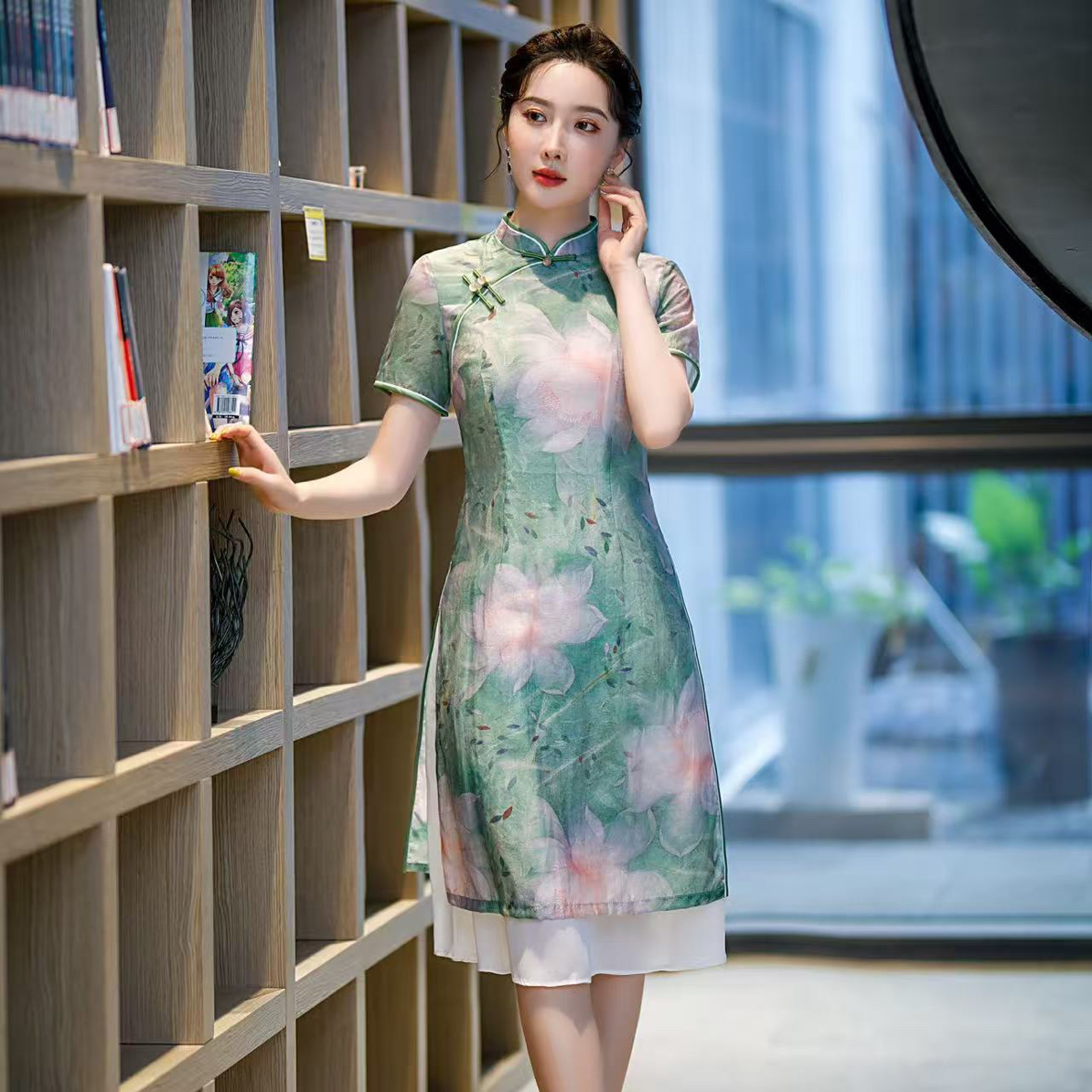 【2900 经典款 水墨荷花】显瘦气质修身优雅复古中国风旗袍