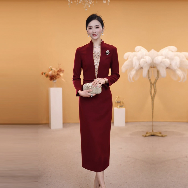 气质新年装高贵优雅嫁女儿妈妈礼服婚宴喜婆婆高档连衣裙日常可穿