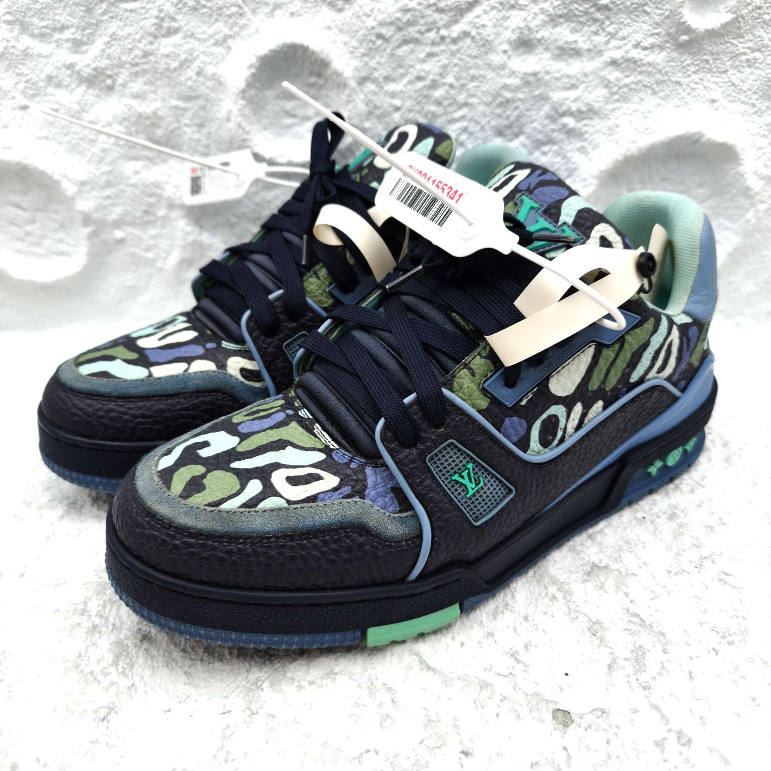 95新 LouisVuitton/路易威登 6码/40码/蓝色迷彩涂鸦trainer/潮鞋