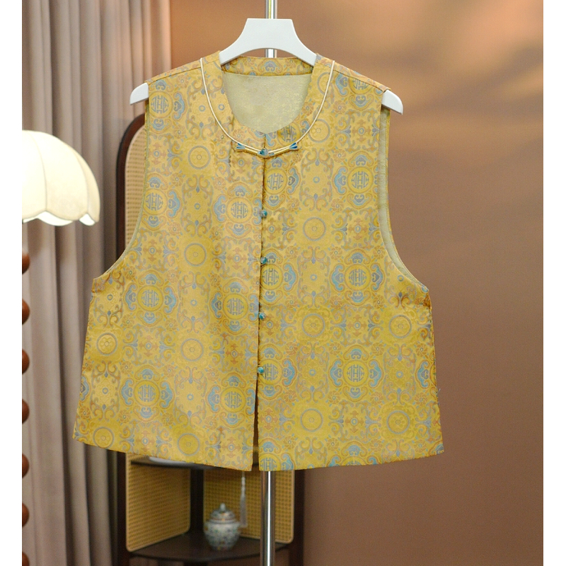 [金如意]新中式宋锦原创设计立领高定女士精品女士马甲国风马甲