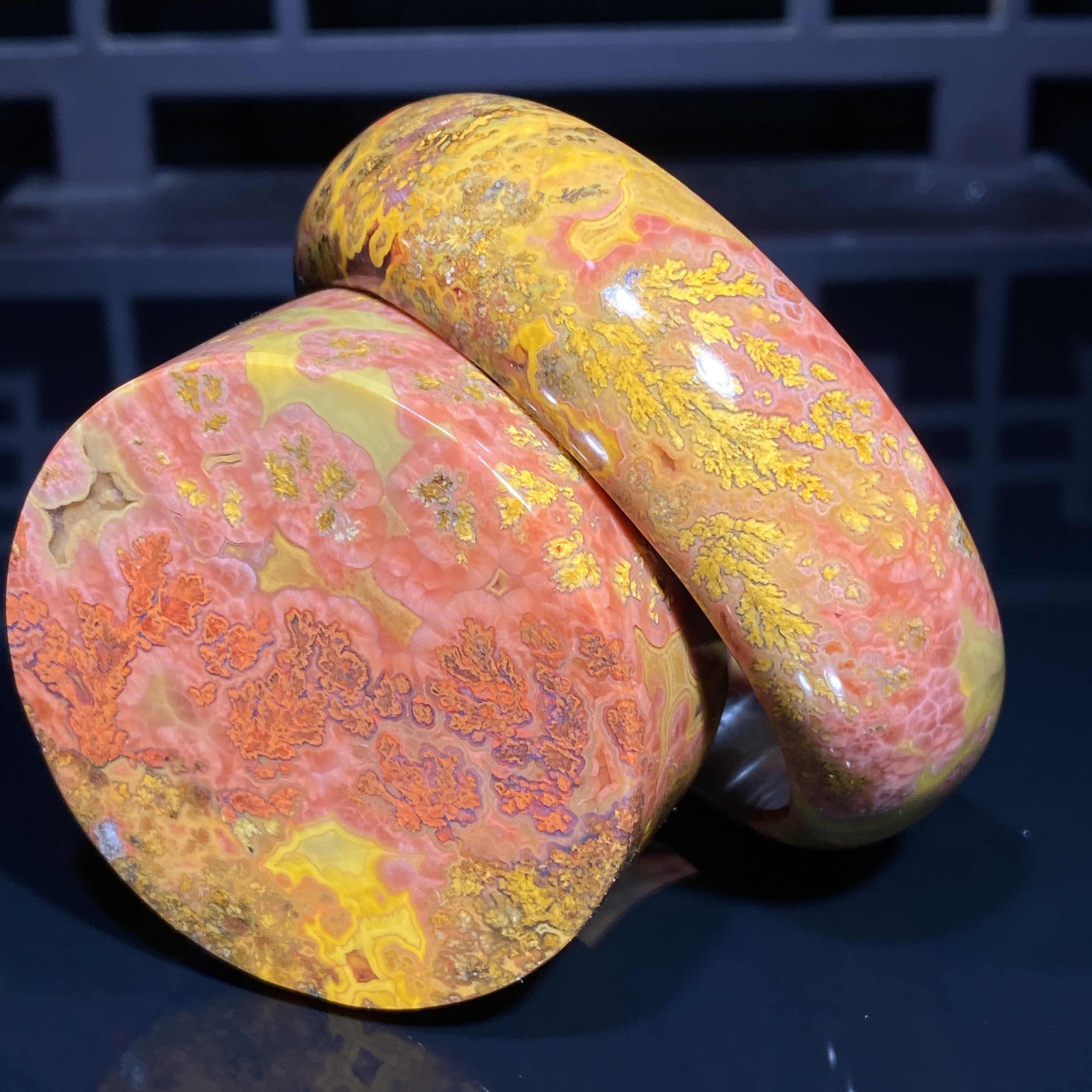 「听丰轩精品」稀见金花战国红玛瑙手镯 60mm