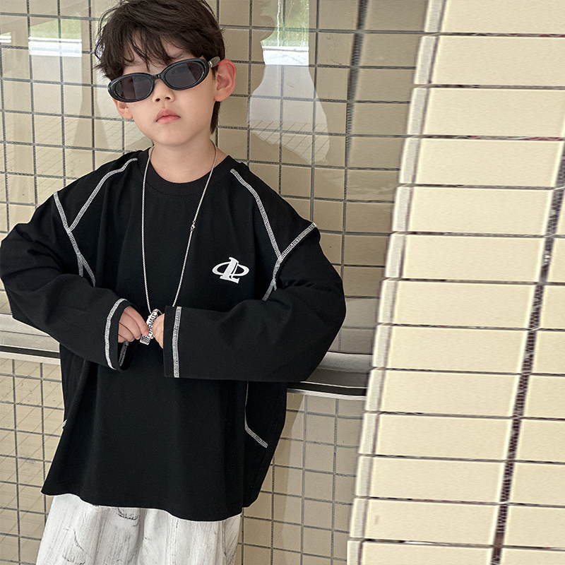 涵芽2025秋季新款黑色反面拷边线卫衣HY25352