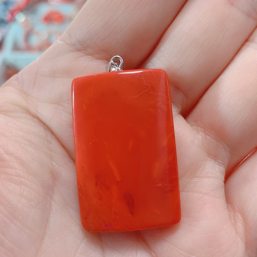 南红玛瑙吊坠(不含链)银S925镶嵌