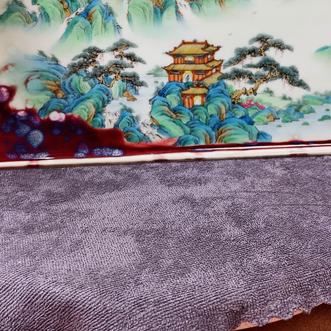 窑变古彩青山绿水茶盘