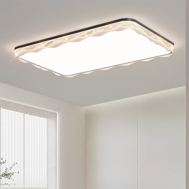 新款客厅吸顶灯意式轻奢高级感波浪碎冰纹护眼卧室餐厅吊灯具套餐