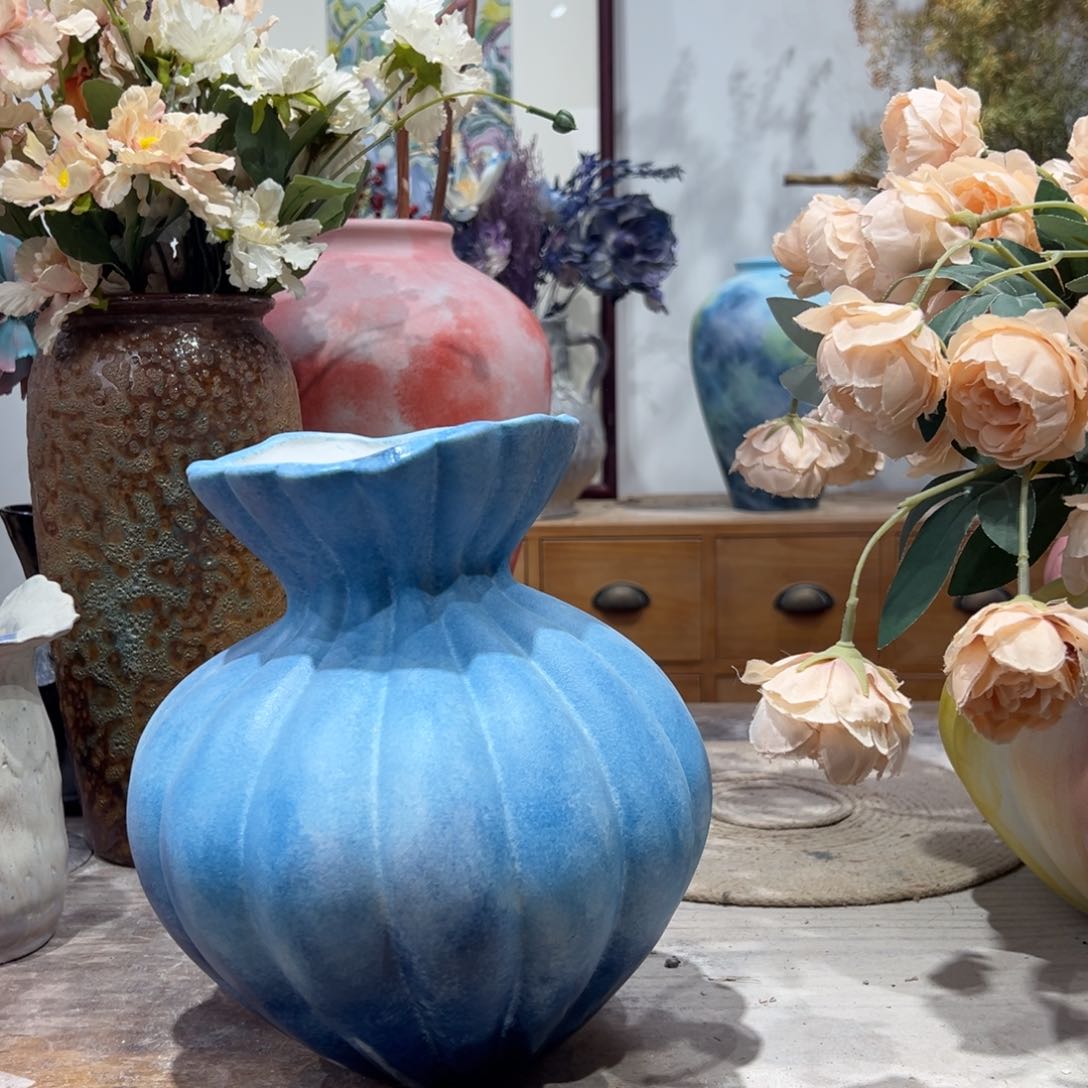 摆件陶瓷花瓶高25口7