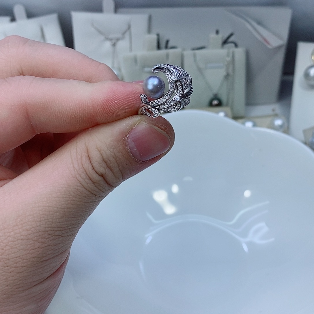 海水珍珠戒指银S925镶嵌