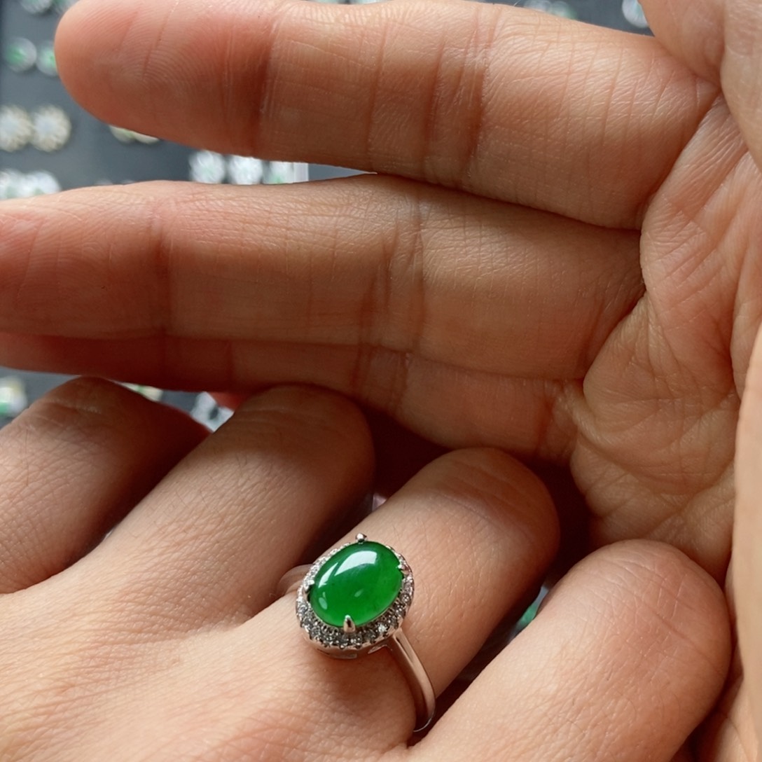 翡翠耳饰银S925镶嵌翡翠首饰