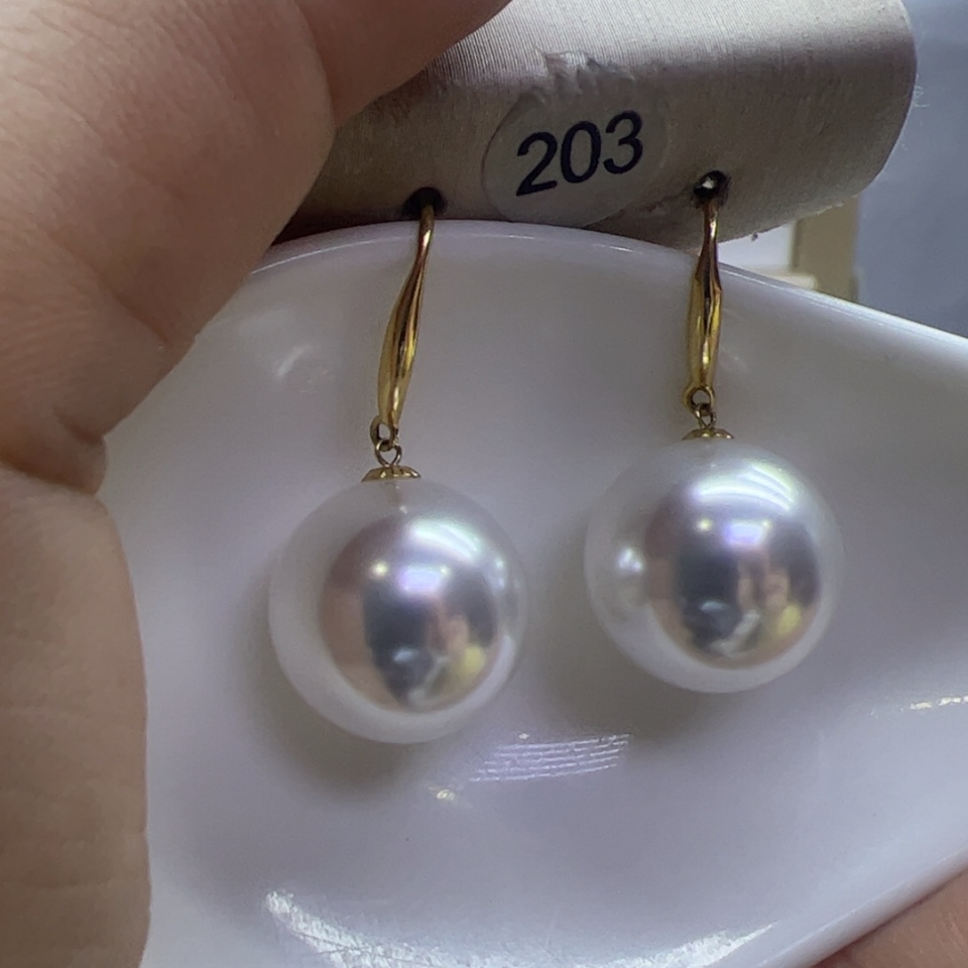 淡水珍珠耳饰18K金镶嵌