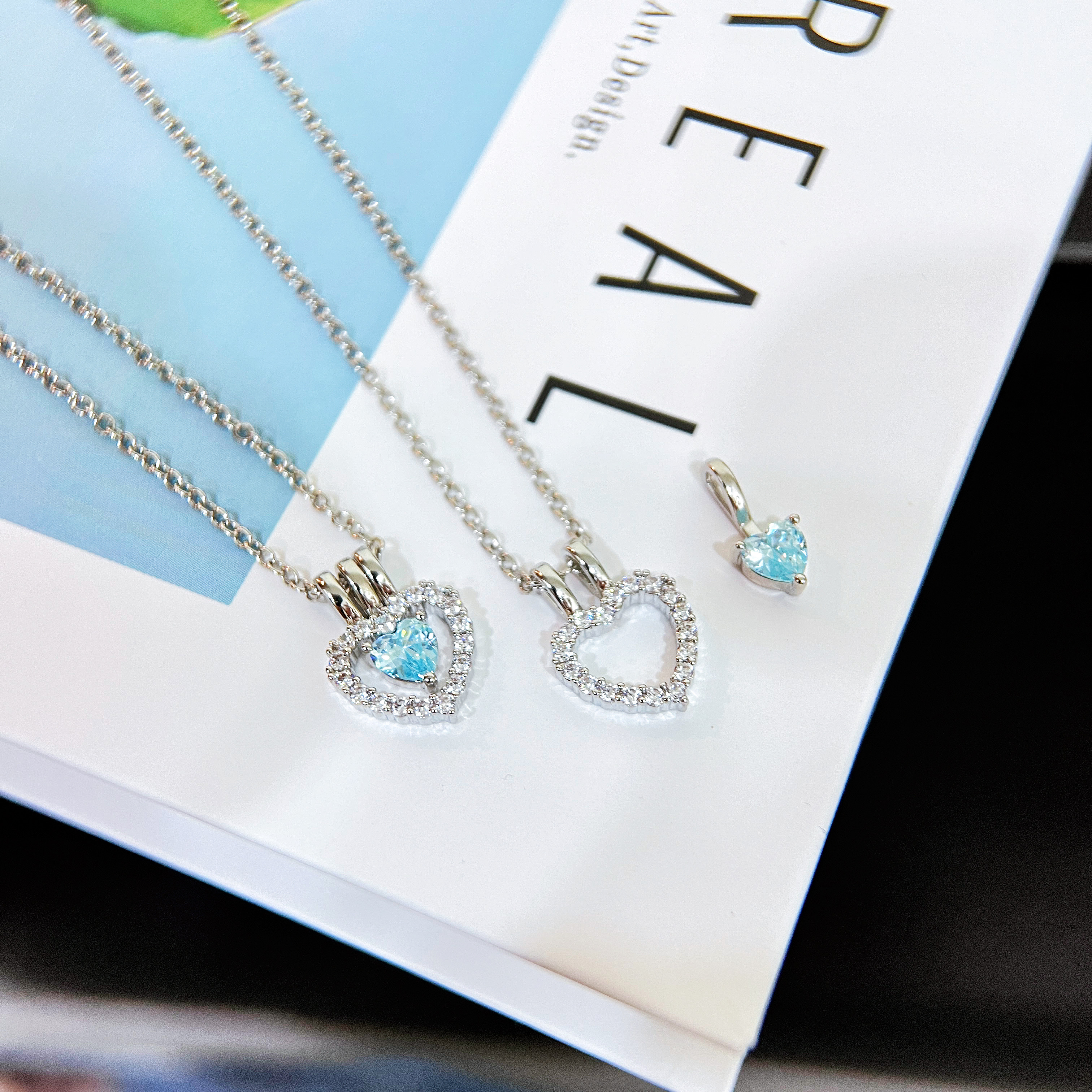 铜合金合成锆石吊坠 甜蓝星光吊坠项链蓝色可爱灵动甜美百搭气质