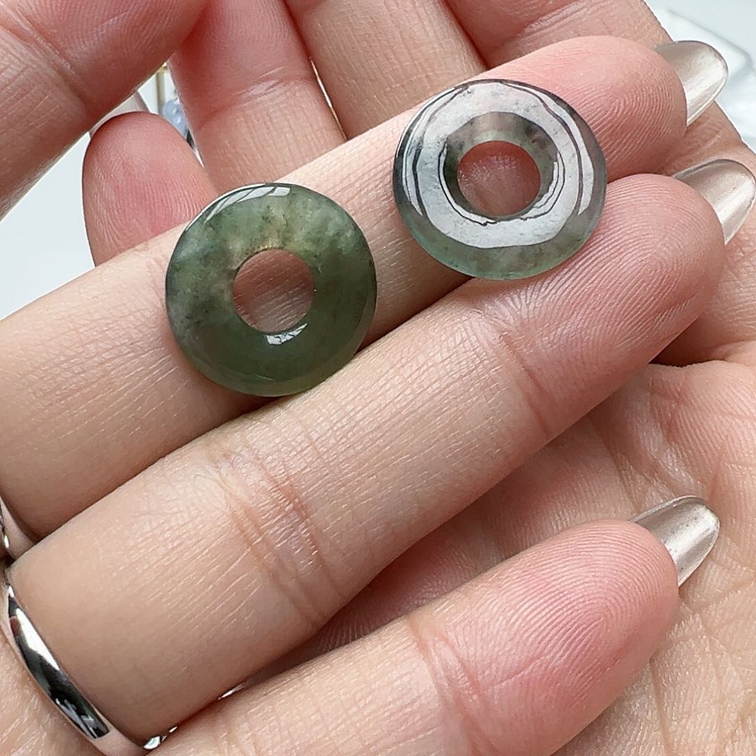 翡翠耳饰未镶嵌天然缅甸A货翡翠