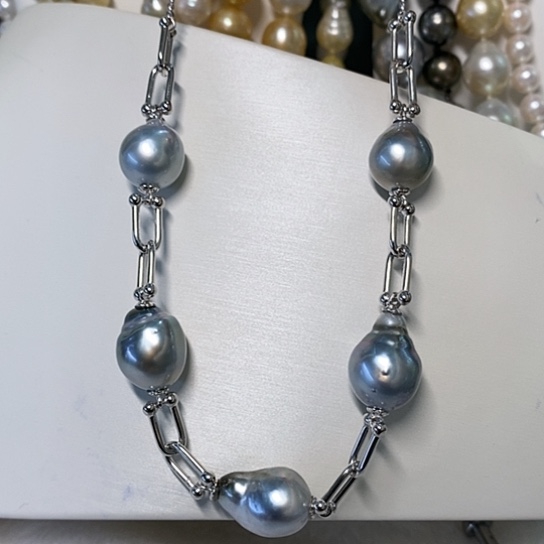 海水珍珠颈饰银S925镶嵌12-13