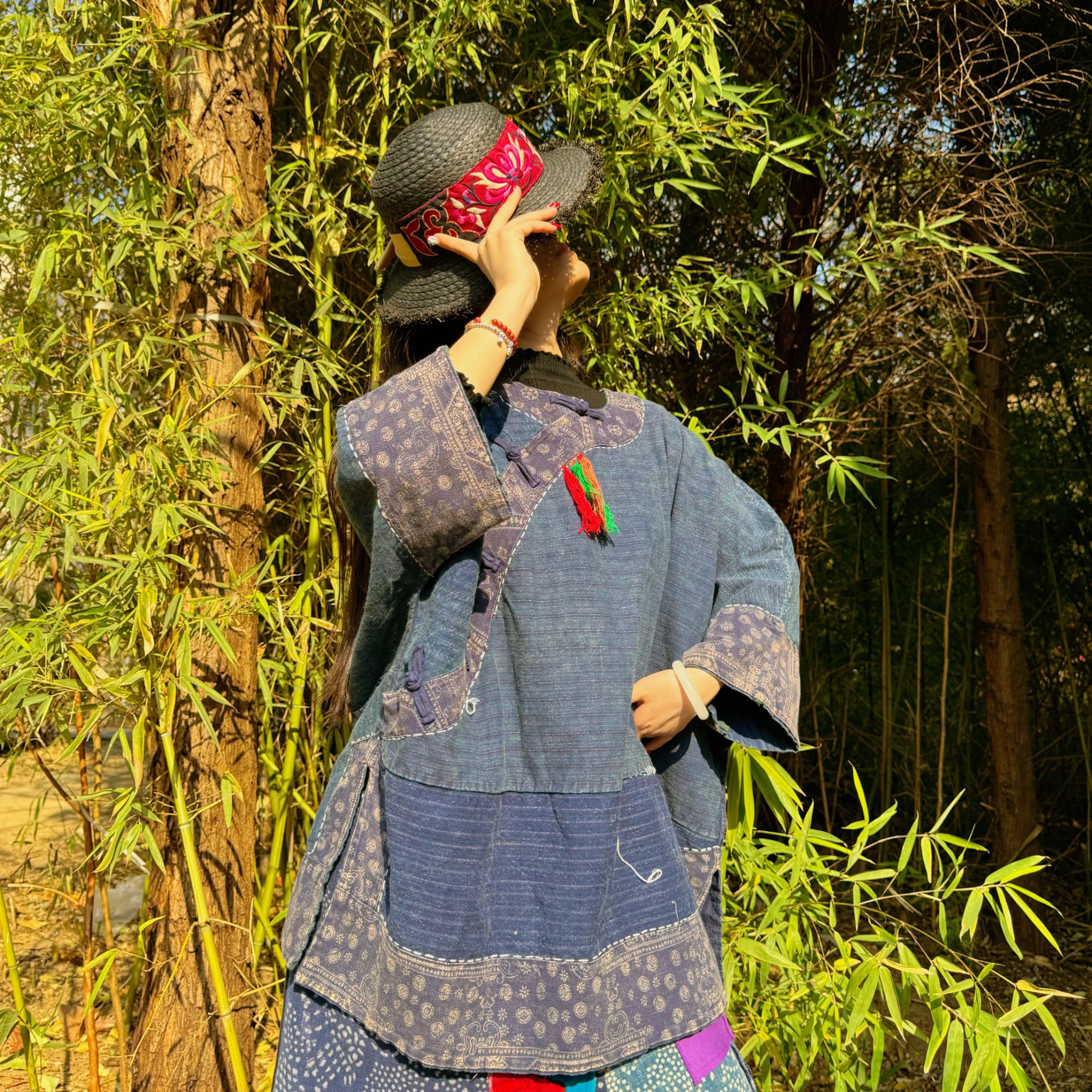 【南溪】中长款蓝色款式百搭2529老布衣