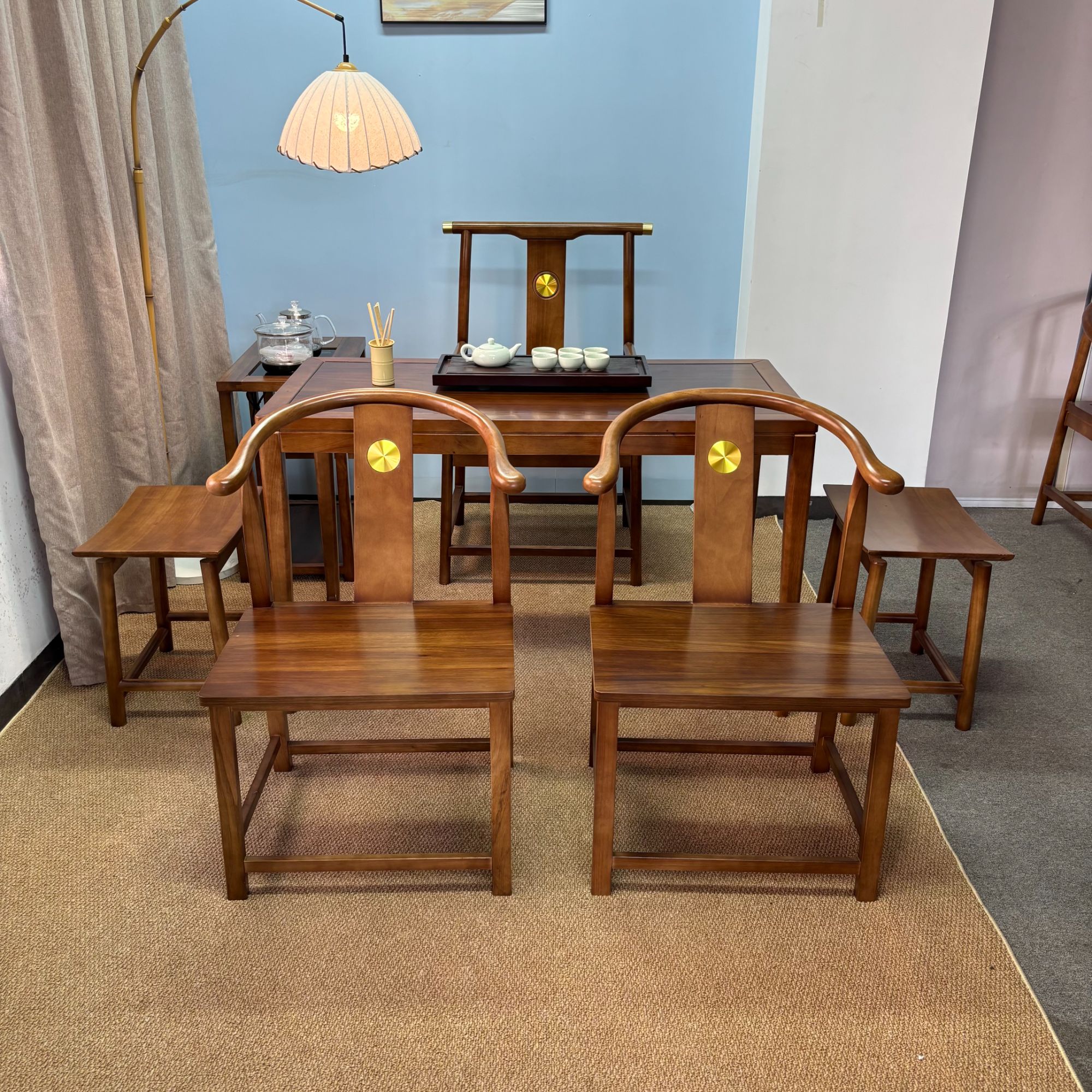 新中式实木茶桌椅组合家用阳台小型泡茶台烧水壶一体喝茶桌