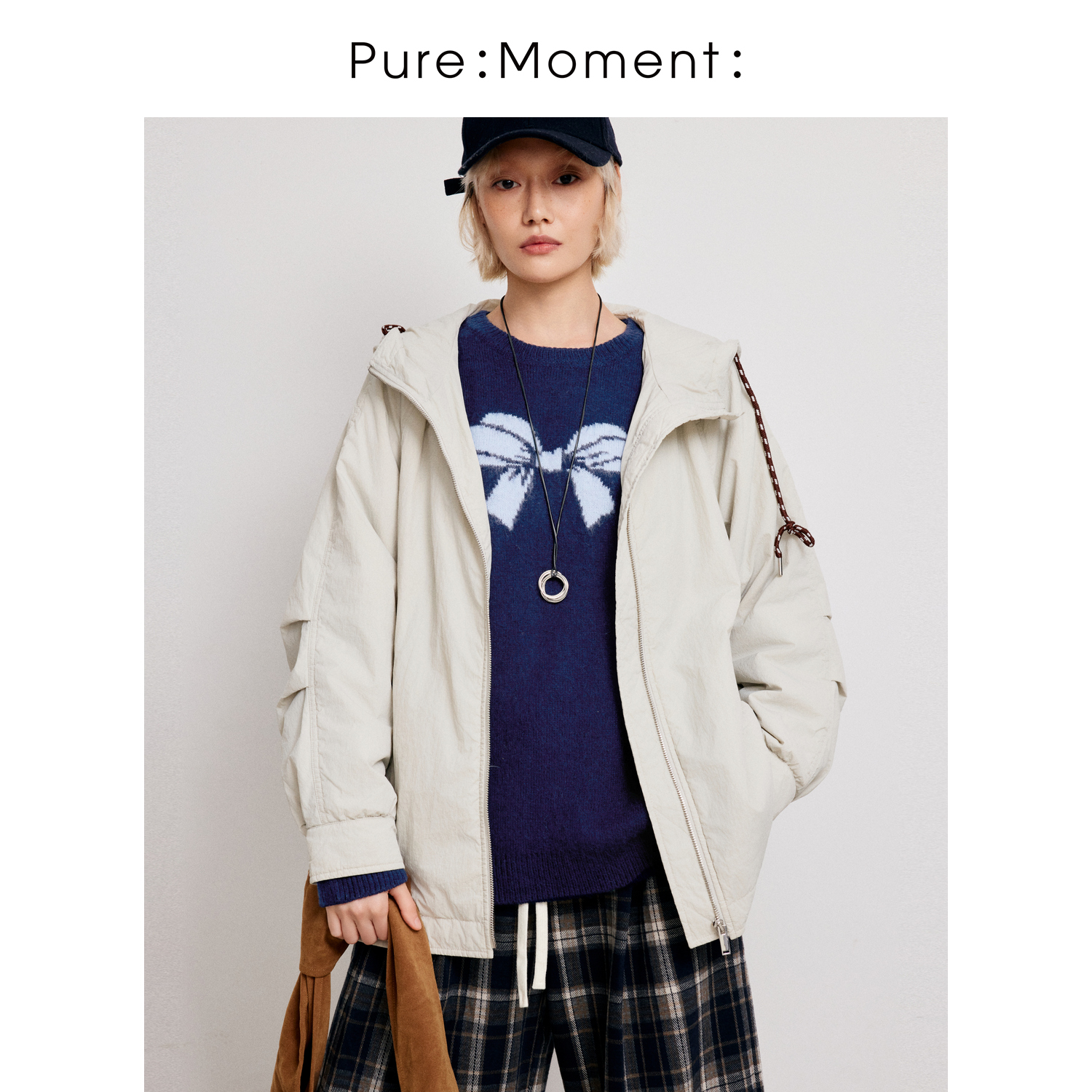 小麦檬Pure:Moment:连帽阔系户外基础保暖棉服外套4FA281472Q