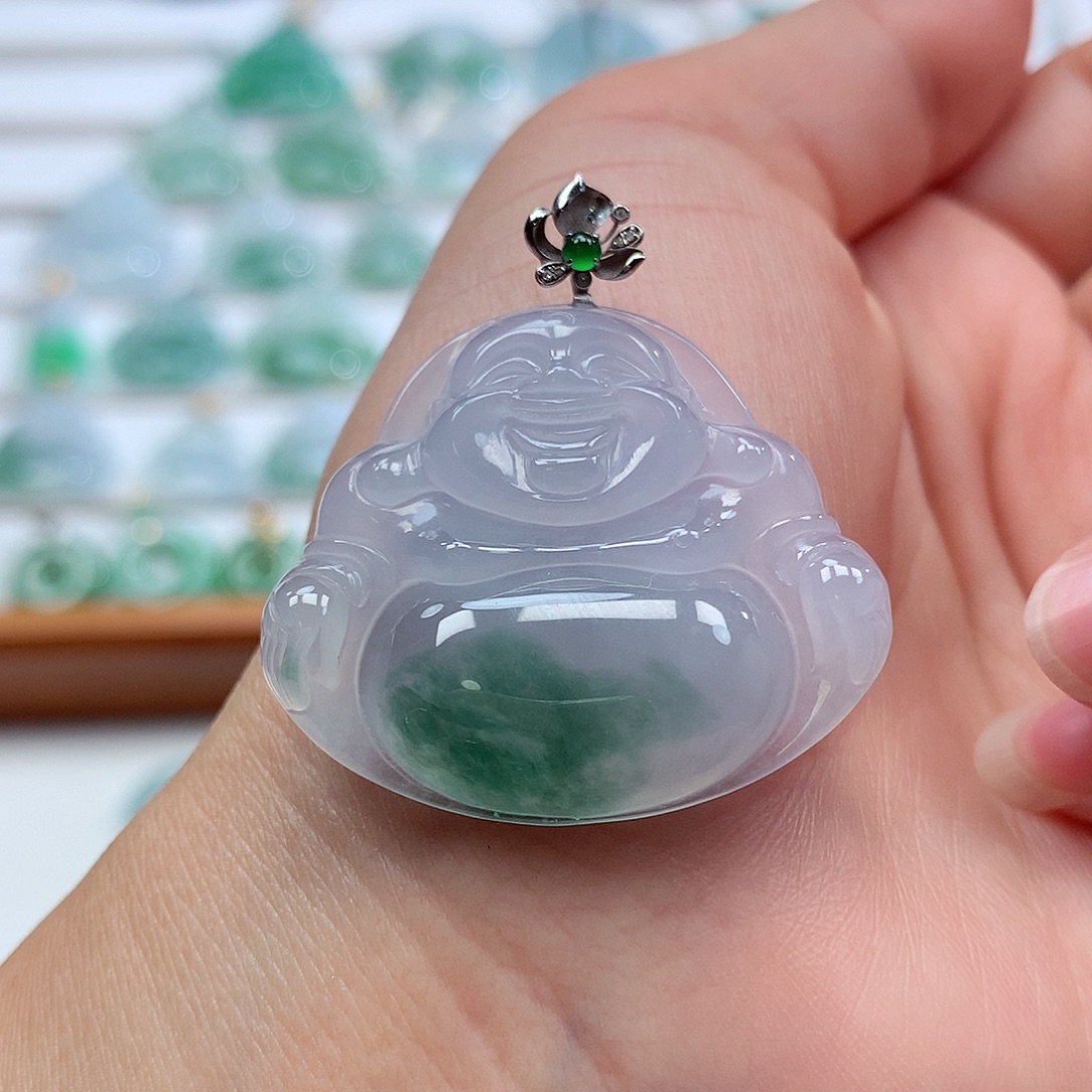 翡翠18K金镶嵌吊坠(赠链)