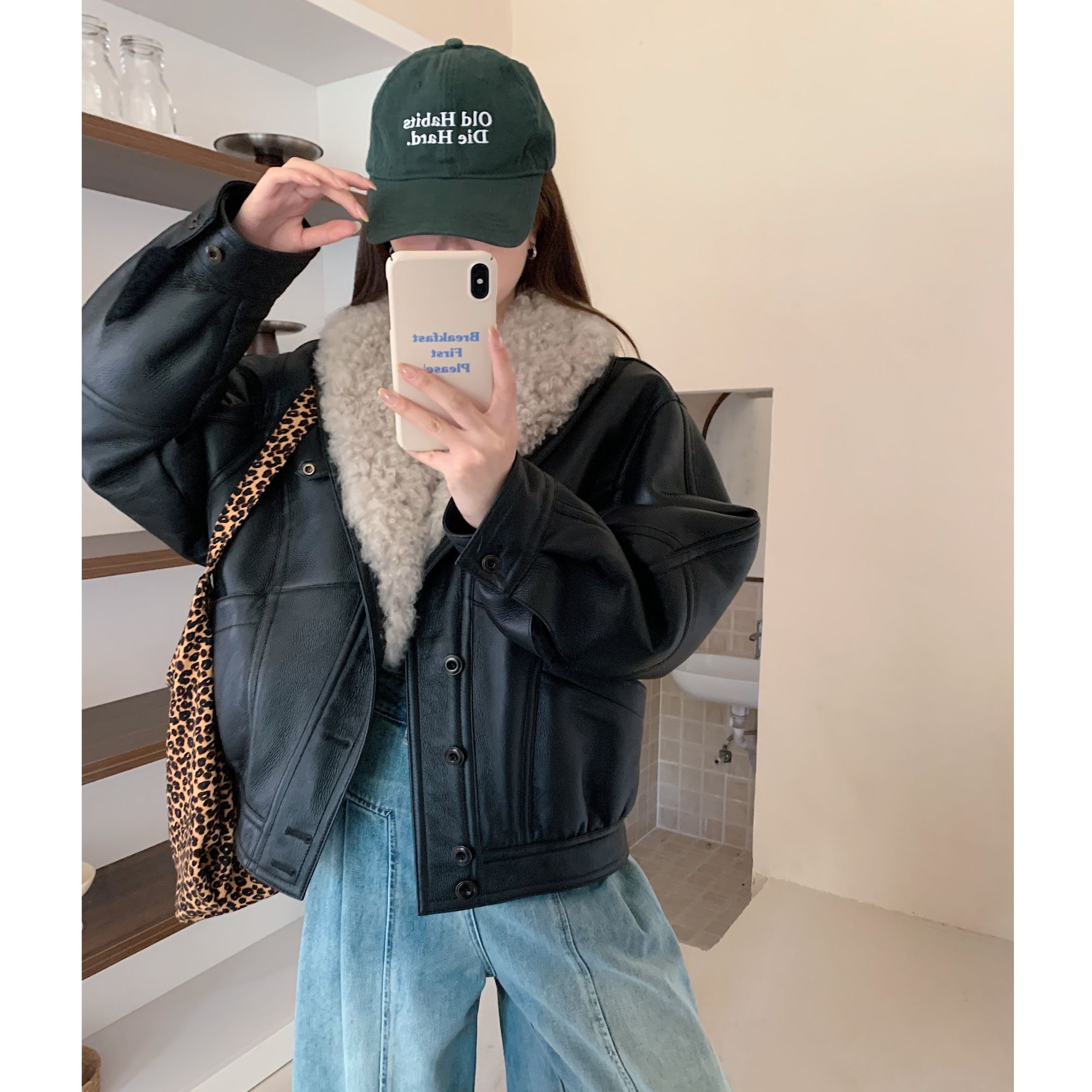 JIAY 美式复古进口芭莎羊皮毛一体夹克外套海宁皮草外套女正品