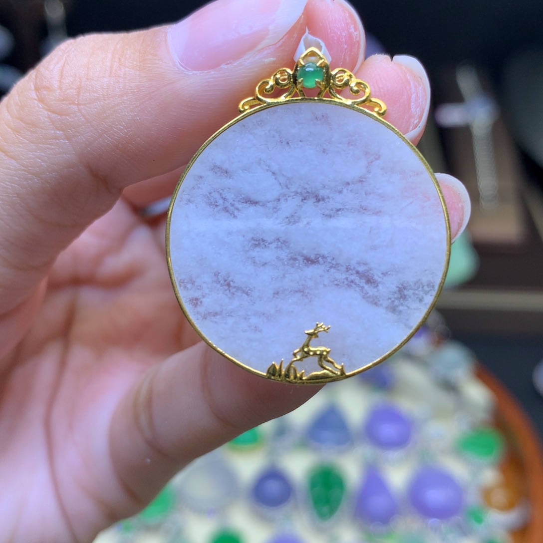 翡翠颈饰18K金镶嵌天然