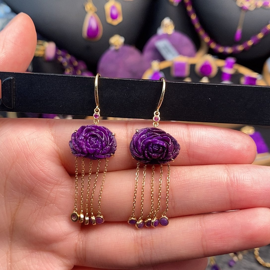 苏纪石（舒俱来）耳饰18K金镶嵌