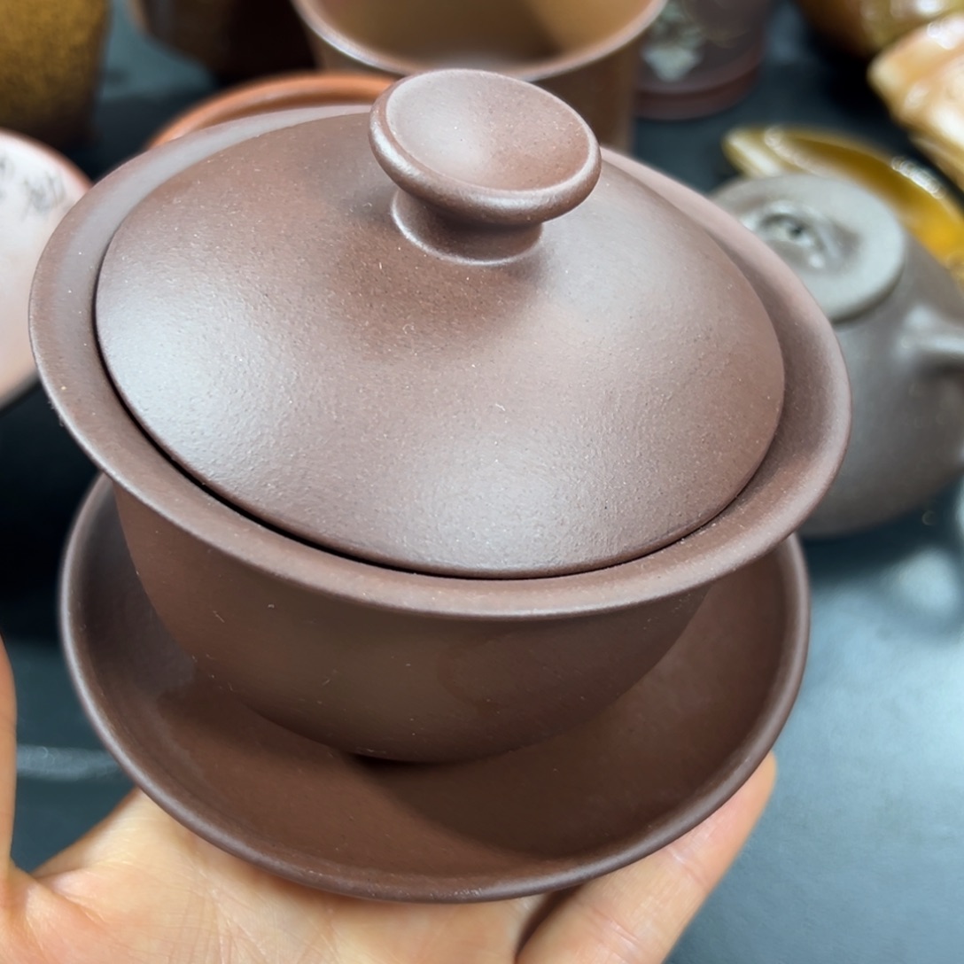 茶杯紫砂盖碗紫泥